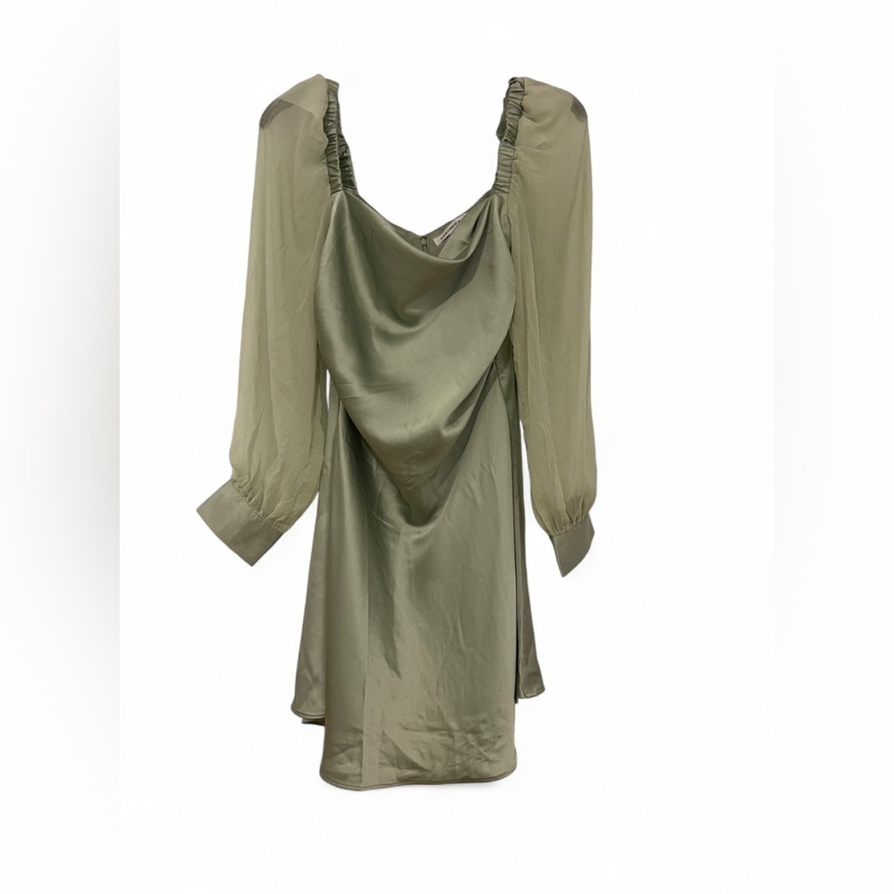 sage green satin dress